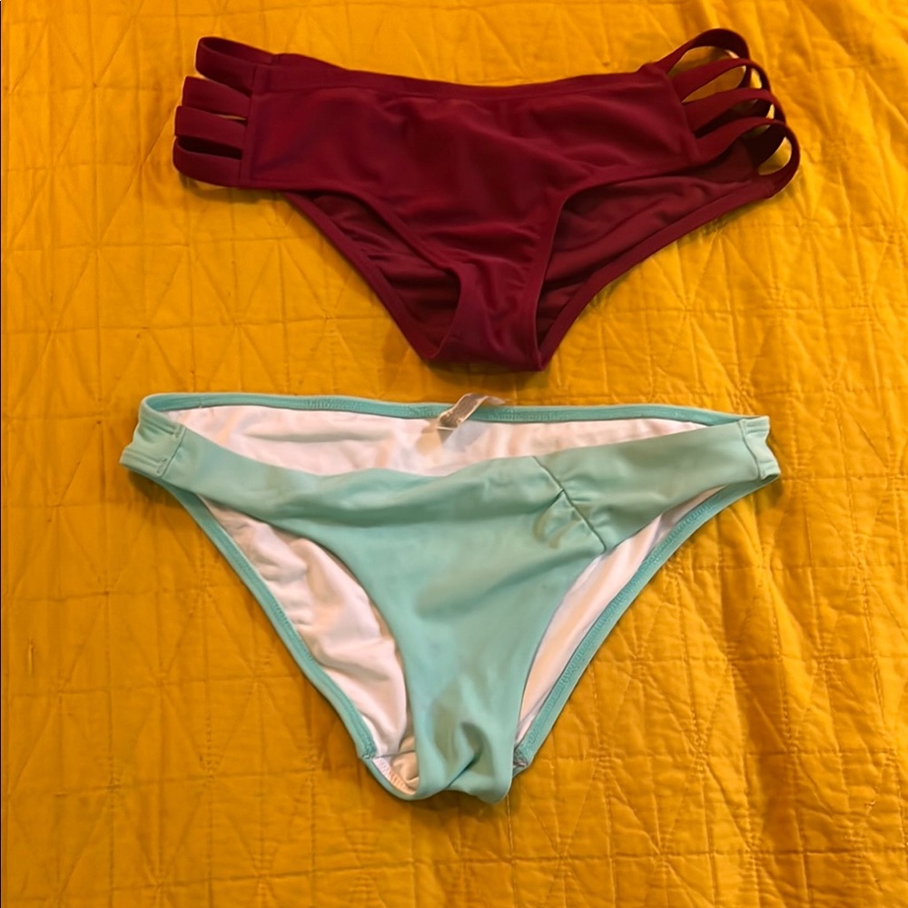 Victoria's Secret Burgundy and Mint Bikini Bottoms